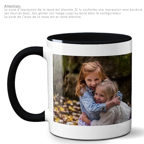 LOOXIS Mug magique personnalisé avec photo et texte, à personnaliser - Mug à changement de couleur, Magic Mug, thermo-revêtement, 325ml - Idée cadeau pour femme & homme - Intérieur blanc