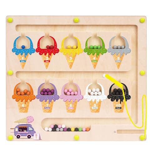 LFENYIGI Jouet Enfant 3-8 Ans,Labyrinthe Magnétique de Couleurs et de Nombres,Labyrinthe Magnétique Enfant 3 Ans-6 Ans,Labyrinthe Magnétique en Bois,Jouets Cadeau pour Les Filles Garçons
