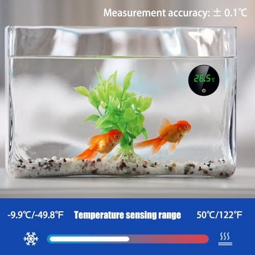 Thermomètre Numérique pour Aquarium,Thermomètre Sans Fil À Coller USB LED avec Boutons Tactiles °C/°F pour Poisson,Tortue Ou Mesure de la Température Aquatique