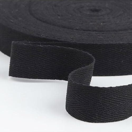 Biais de Coton 10mm 45m Rouleau de Ruban en Coton Noir pour Travaux Manuels Confection Bordures Soyeuses