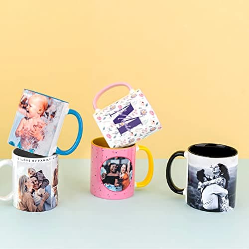 Wanapix | Tasse Personnalisée avec Photo et Texte | Tasse à Café Personnalisable | Céramique Mug | Cadeau Original | Va au micro-ondes | 325ml | Intérieur et Poignée Rouge