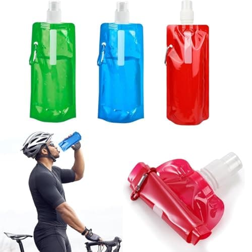 PLABBDPL 3PCS Gourde Souple Pour Sac D'hydratation De Course, Idéal pour Le Running, Vélo, Randonnée,Bouteille D'eau Pliable pour Utilisation en Extérieur,Flasque souple pour l'hydratation