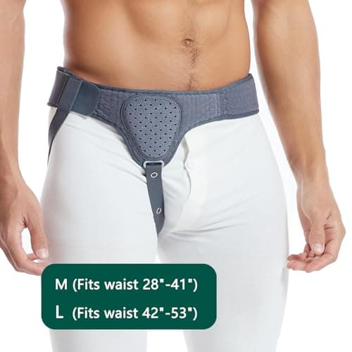 HEERTEEAJ Ceinture herniaire pour homme et femme Ceinture herniaire réglable flexible Soutien herniaire Soulagement de la douleur avec coussinets de compression amovibles Hernie