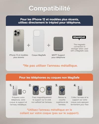 MOFT Porte Carte et Trépied Téléphone, Trépied Smartphone Support Téléphone Compatible avec Magsafe, Ajustable Pliable Support Téléphone avec 2 Porte Cartes, Magnétisme Fort (Taupe)