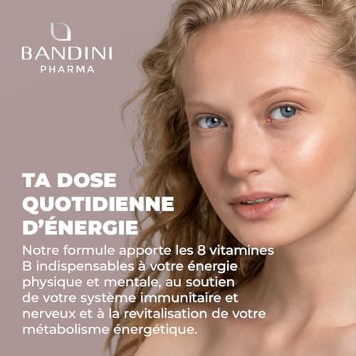 Bandini® Vitamine B Complex | Complexe de Vitamines group B au naturel avec Folate & Biotine: B1, B2, B3, B5, B6, B7, B9, B12, Bétaïne, Choline, Inositol | Haute assimilation | B-Complex 60 Capsules