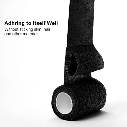SUPERBE Bandage Autoadhésif Noir 5cm X 4,5m, 12 Rouleaux de Bande Cohesive, Bande Adhesive Elastiquef Bandes pour Strapping, Idéal pour Le Sport, Les Genoux, Les Chevilles et Les Poignets