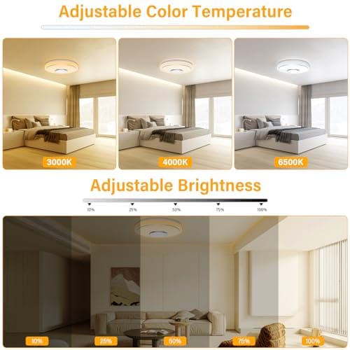 OGVDOE 48W Plafonnier Rond LED Dimmable Changement de Couleur RGB Lampe de Plafond Ø30CM Éclairage de Plafond LED avec Haut-parleur Bluetooth Télécommande et App Contrôle pour Chambre Salon