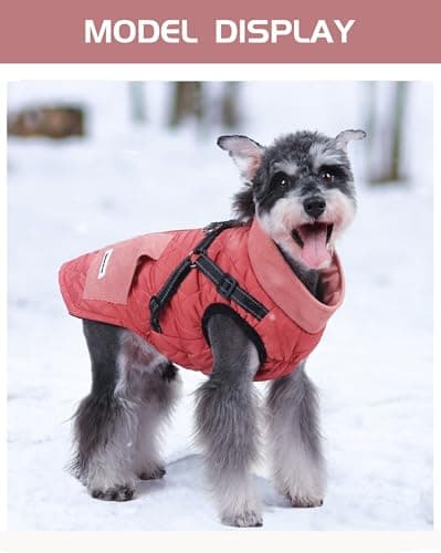 Manteaux Chauds pour Chiens Amélioration de la Veste pour Chien pour l'hiver et Le Froid Manteau pour Chien Confortable et Coupe-Vent avec Poche Vêtements pour Chien avec Harnais (Rouge, XL)