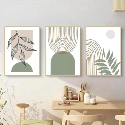 MKHFUW Lot de 3 posters, motifs de feuilles botaniques abstraites, art mural, style bohème, abstraits, dessin au trait de femme, sans cadre, design 11, 3 pièces - 20 x 30 cm