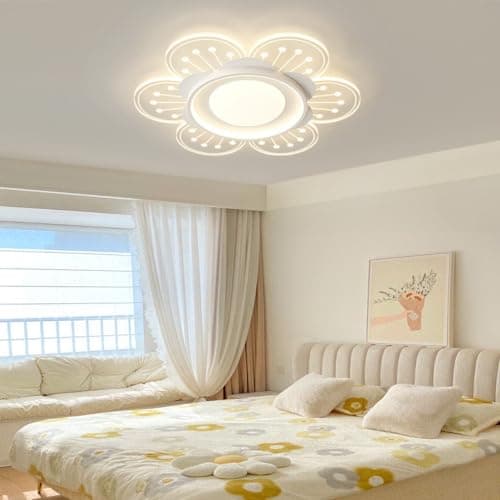 LYSDjia Plafonnier Moderne Dimmable Transparent Acrylique Fleur Design Abat-Jour Lampe de Plafond LED Éclairage pour Enfants avec Télécommande Convient pour Garçons Et Filles Chambre Chambre d'enfant