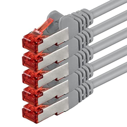 1aTTack.de 5x 0,5m - Câble patch câble réseau Cat 6 Cat6 RJ45 SFTP - gris