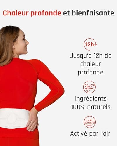 Ceinture chauffante - 12 h de chaleur profonde bienfaisante, patchs chauffants pour le dos - chaufferette lombaire - patch autochauffant activée par l’air - 8 unités