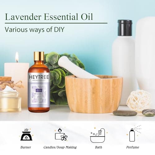 HEYTREE Huile essentielle de lavande 100ml Huile idéale pour les soins de la peau, le bain et la douche, l'humidificateur, le diffuseur