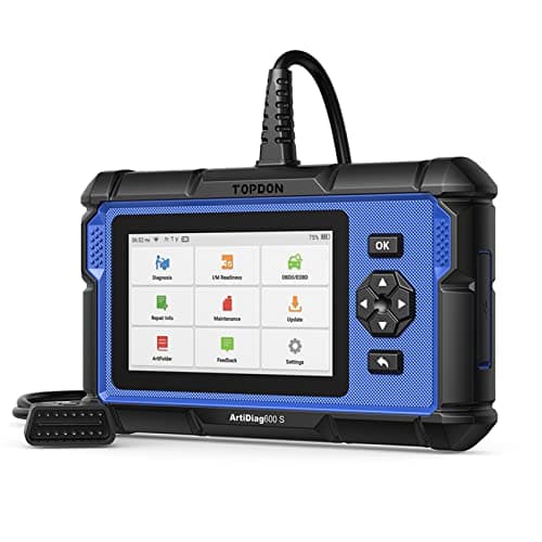 TOPDON ArtiDiag600S Valise Diagnostic Auto OBD2, Outil Diagnostic Voiture pour 4 Systèmes, 9 Fonctions de Réinitialisation sur Huile/Frein/SAS/BMS/ABS/DPF/TPMS/Accélérateur, Fonctions OBD2 Complètes