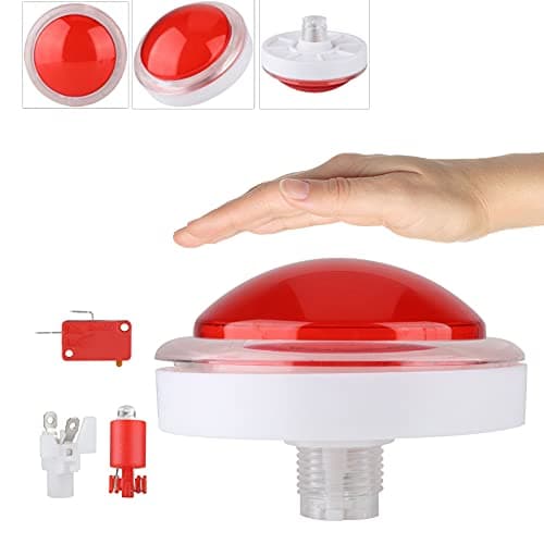 Boutons poussoirs éclairés par LED de 100mm, Lampe de lumière LED Grand Interrupteur à Bouton Poussoir de Joueur de Jeu vidéo d'arcade Rond, pour Jeux à pièces d'arcade(Rouge)