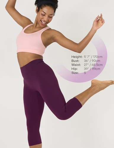LAPASA Leggings 3/4 Femme Yoga Taille Haute Pantacourt de Sport Capri Amincissant Gainant Respirant Collants Gym Fitness L02A1 Prune XXL