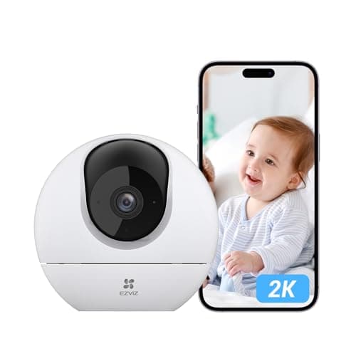 EZVIZ C6c 2K Caméra Surveillance WiFi Intérieure, Caméra 360° avec Détection Humaine AI, Suivi Intelligent, Audio Bidirectionnel, Vision Nocturne Couleur avec Lentille Starlight pour Bébé/Animaux
