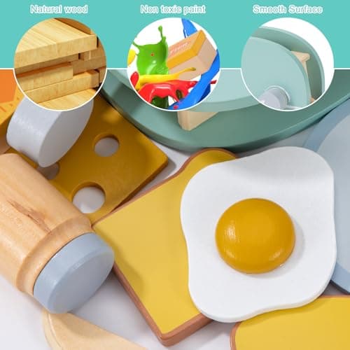 Jouet en Bois Jeux de Rôle Fille Jeux de Cuisine pour Enfants Filles Garçons 3-8 Ans Cadeau de Noël (Bleu)