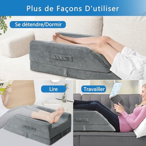 Coussin Veineux Réglable Hauteur pour deux jambes, pour Après une Opération, une Blessure ou Se Reposer-Coussin Ergonomique en Forme de Coin Coussin de Surélévation Jambes, Coussin Lymphatique