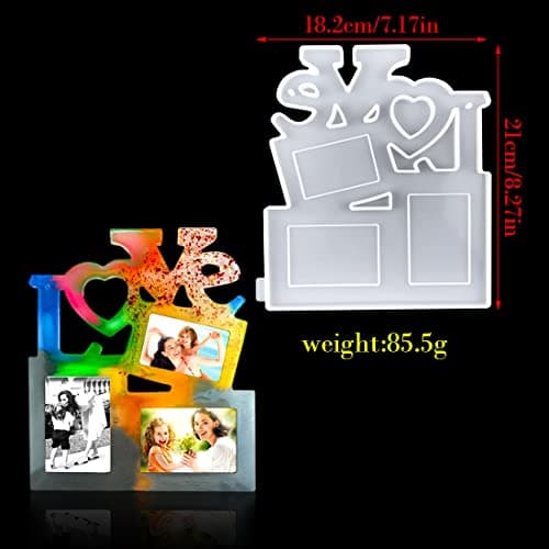 Voyyphixa DIY Moulle Resine Epoxy Cadre Photo Moule Silicone Rectangle Cadres Photo Love Moule de Coulée pour Saint Valentin, Cadeau d'amour De La Fête des Mères (Rectangle Photo Frame)