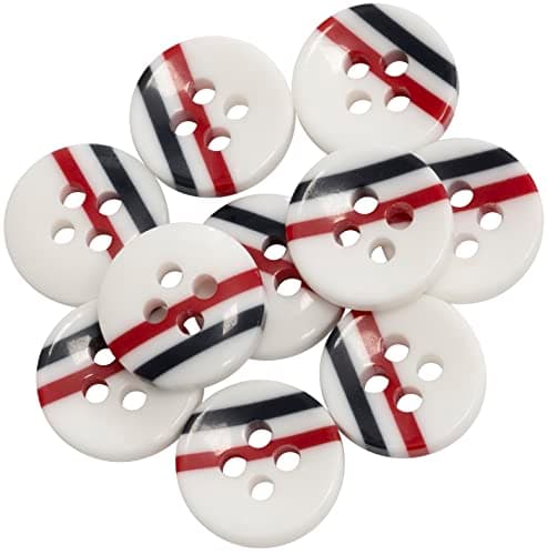 AERZETIX - C65668 - Lot de 10 Boutons à coudre ronds Ø10x2.7 mm à 4 trous 16L L16 - couleur: blanc/noir/rouge - en plastique - ouverture 1.5 mm - loisir créatif mercerie couture vêtements décoration