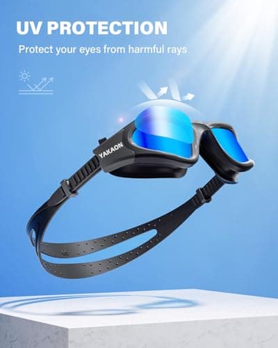 YAKAON G1 Lunettes de natation anti-buée pour homme et femme adulte (noir et bleu, verres polarisés)