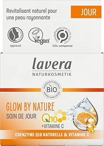 lavera GLOW BY NATURE Soins de jour - cosmétiques naturels - végan - Q10 & Vitamine C - hydratant - soins de jour - revitalisant - certifié PETA - 1 x 50 ml