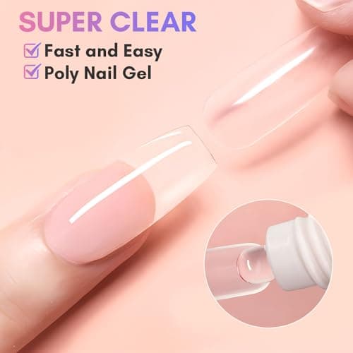 Makartt Poly Nail Extension Gel - Long Lasting Nail Builder Gel de Construction Ongle, Acrylic Thickening Gel pour Beginner and Professional, Quick Extender Gel UV/LED pour Nail Art, 50ML(Transparent)