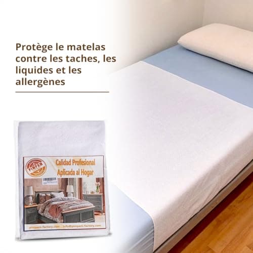PimPam Factory - Protège Matelas imperméable en Coton 80 x 190 cm - Alese lit Lavable - Protege Matelas pour Personnes âgées, Enfants et bébés - Fabriqué en Espagne Label ITEL