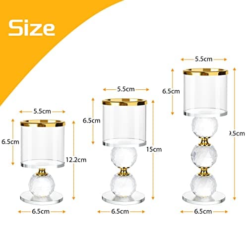 ERWEY Bougeoir en Verre, 2 Pièces Chandelier Photophore Bougie, Support pour Bougies en Cristal pour Mariage, Maison, Décoration de Fête