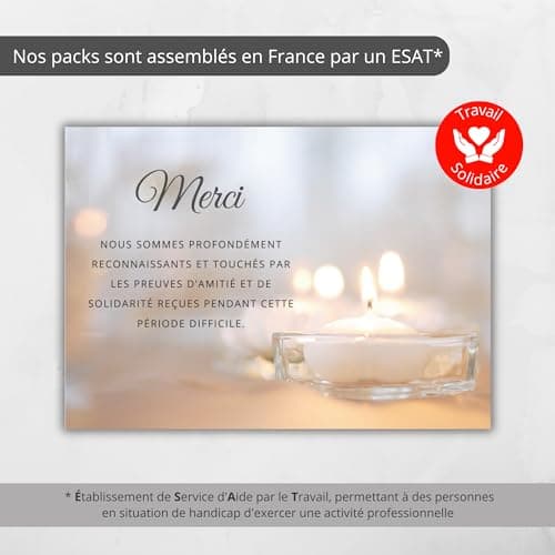 Lot de 75 Cartes + 75 Enveloppe Blanches - Cartes Remerciement Deuil - Condoléances Décès Obsèques ou Enterrement - Papier Mat de Qualité Format Carte Postale (14,8 X 10,5 cm) - Design Sobre & Élégant