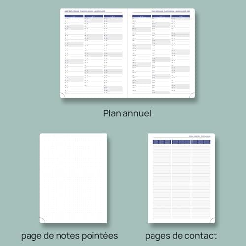 POPRUN Agenda 2025 Semainier 22 x 16,5 cm De Août 2024 à Déc 2025, Premium Planner Scolaire 17 Mois, Couvercle en cuir de coton PU, Onglets Mensuels, Papier Certifié FSC® 100 g/m2 - Marron