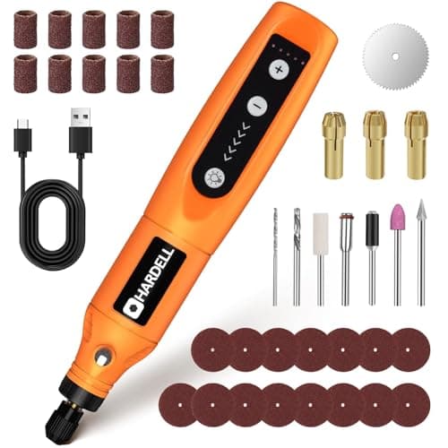 HARDELL Outil Rotatif Multifonction, 5-Vitesses Outil Multifonction sans Fil avec Lumière LED et 36 Accessoires pour Gravure, Polissage, Ponçage, Perçage, Meulage