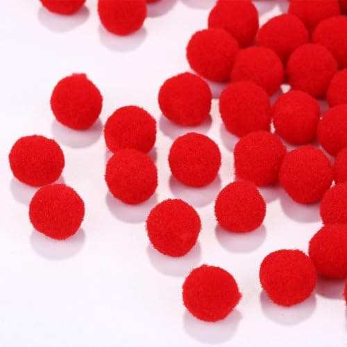 Perlin Lot de 100 pompons rouges de 30 mm - Couture Tilda - Pour travaux manuels amusants et créatifs - DEK86 x 5