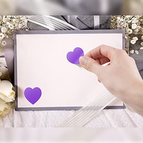 Lot de 500 autocollants en forme de cœur violet - 25 mm - Petit code couleur - Pour mariage, scrapbooking, cadeaux