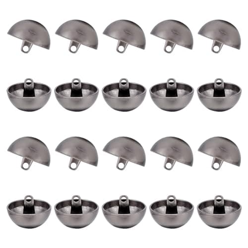 UNICRAFTALE 20 pièces Boutons à Tige en Alliage à 1 trous Boutons à Tige Demi-Ronde Boutons à Tige en Dôme Noir Boutons de Couture Métal pour Hommes Femmes Boutons de Vêtements pour Bricolage