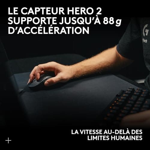 Logitech G PRO X SUPERLIGHT 2, souris gaming sans fil, souris Pro-Grade 60 g avec 5 boutons programmables, capteur 44 000 DPI, taux de rapport 8 kHz, recharge USB-C pour PC/Mac- Noir