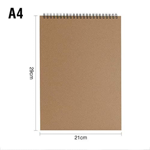VEESUN Carnet Dessin A4, 2pcs Cahier Reliure Spirale avec Couverture Rigide Croquis Papier Materiel avce Pages Blanches Convient à Crayon Stylo Aquarelle D'art, 160GSM 60 Pages