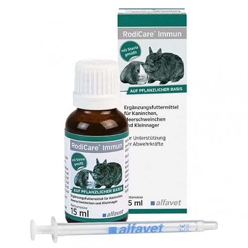 alfavet RodiCare Immun, Multipack, renforcement du système immunitaire pour Lapins, cochons d'Inde et Petits rongeurs, complément Alimentaire, 2 x 15 ML, seringue doseuse