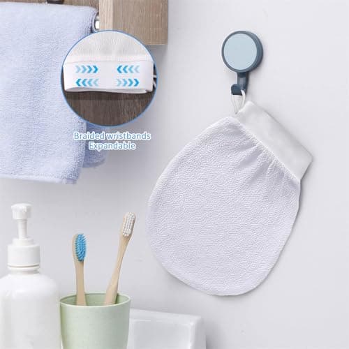 Demarsen 3Pcs Gant Exfoliant Corps, Gant Gommage Corps en Viscose Naturelle pour Visage et Corps, Sangle Lave Dos Silicone, Extra-Long à Double Face, Brosse Dos Douche pour Hommes et Femmes