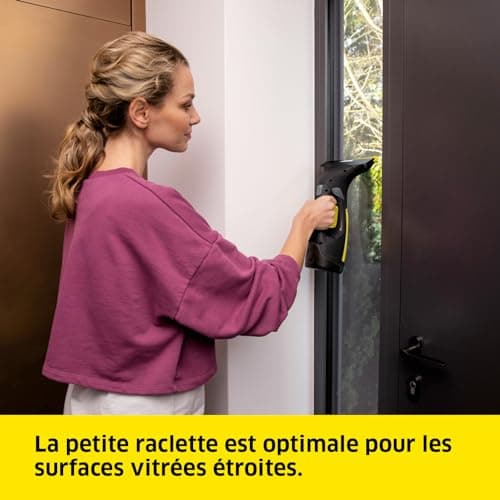 Kärcher Nettoyeur de Vitres WV 2 Black Edition, Autonomie de Batterie : 35 min, Affichage LED, 2 Raclettes, Pulvérisateur avec Microfibres, 20 ml Nettoyant Vitres Concentré