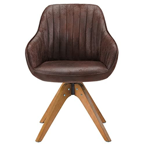 Zouron Chaise de Salle à Manger avec Pieds en Bois (Velours),Chaise pivotante, Chaise de Cuisine, Chaise de Salon avec accoudoirs, Chaise de Bureau à Domicile, Marron foncé