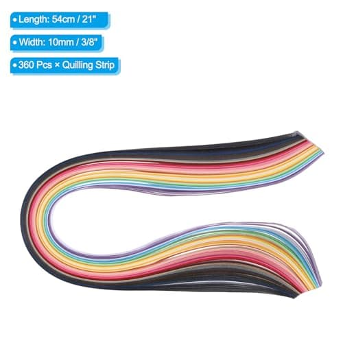 PATIKIL 360 Pcs Bandes de Papier pour Quilling de 3/8" (10 mm) de Largeur, 54 cm de Longueur, pour l'Art du Bricolage, Noël, 36 Couleurs