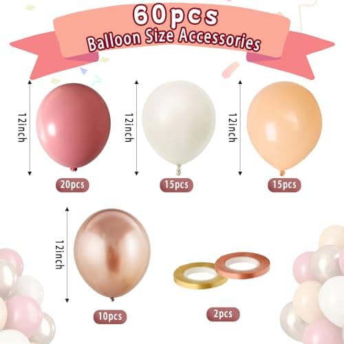 Paready Ballons Rose Abricot, 60 Pièces 12 Pouces Beige ballons en Ballous en or Metallic Champagne pour Baby Shower Anniversaire Mariage de douche nuptiale Décoration de la remise des diplômes