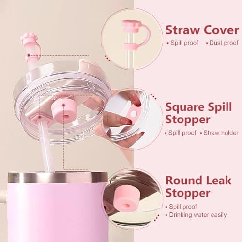 MirraSwit Cup Lot de 6 Bouchons en Silicone Anti-Fuite, 2 Couvercles en Paille pour Pailles de 9-10 mm, 1 Coque en Silicone pour Gobelets, Tasses non Incluses pour Cup