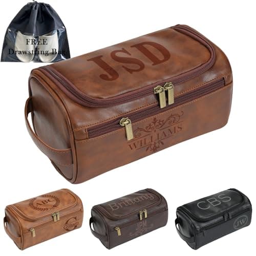 Cadeau en Cuir personnalisé Cadeau en Cuir pour Homme pour Homme d'honneur Cadeau de fête des pères pour Mari Trousse de Toilette Organisateur de Voyage Cadeau en Cuir personnalisé Gravure