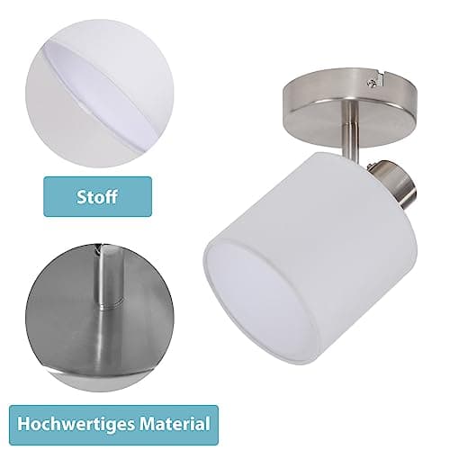 Glitzerlife Spots de Plafond Rails 1 Spot - Plafonnier Blanc Orientable Applique Murale Intérieure E14 Industriel Luminaire Chambre Salon Cuisine Salle à Manger Sans Ampoules