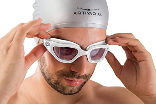 AqtivAqua DX Lunettes de Natation Lunettes Piscine Enfants Adultes Femme Homme (Blanc&Blanc, Clair)