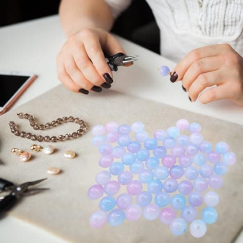 WBZOWRB Environ 8mm Perles de Quartz Naturel Rondes Perles de Pierres Précieuses en Vrac Énergie Pierre Perle Pierre Naturelle pour Fabrication de Bijoux de Bracelets, (Bleu Violet), 100 pièce