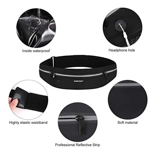 HAISSKY Ceinture de Course Sacs Bananes de Sport,Etanche Running Belt, Porte Téléphone Sport Léger pour Entraînements de Gym, Jogging, Voyages et Activités en Extérieur